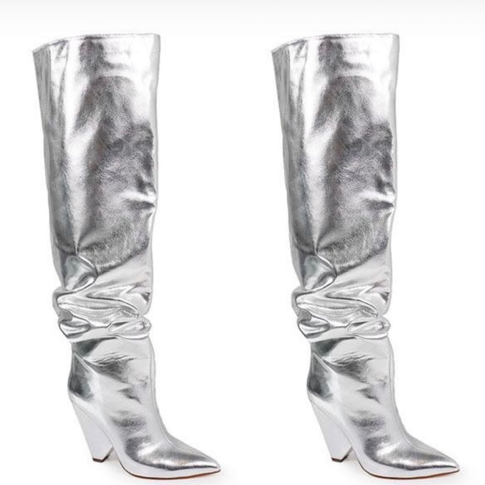 METALLIC FAUX LEATHER BOOTS